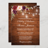 Rustikale Hochzeit Holz Lights Jars Floral Einladung (Vorne/Hinten)