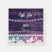 rustikale Hochzeit - Holz, Spitzen, Saitenherzen Serviette (Vorderseite)