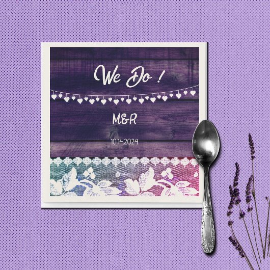 rustikale Hochzeit - Holz, Spitzen, Saitenherzen Serviette