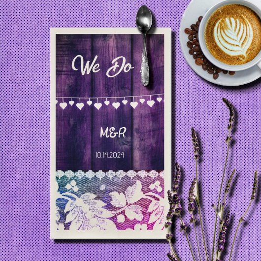 rustikale Hochzeit - Holz, Spitzen, Saitenherzen Serviette