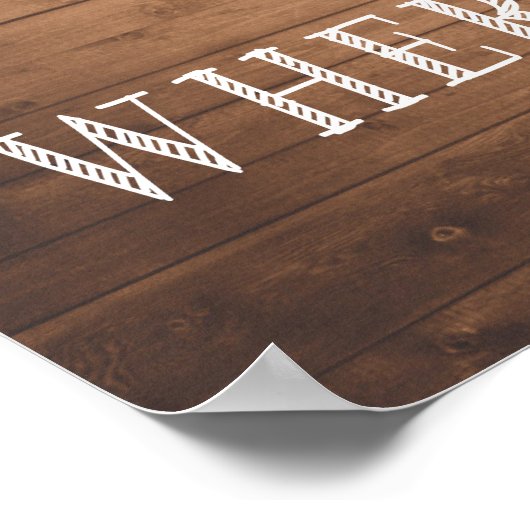 Rustikale Hochzeit | Holzzeichen | Ort Poster (Ecke)