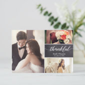 Rustikale Hochzeit Horizontal Foto Collage Dankbar Dankeskarte (Stehend Vorderseite)