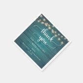 Rustikale Hochzeit, im Aquamarinen Holz-Hintergrun Serviette (Ecke)