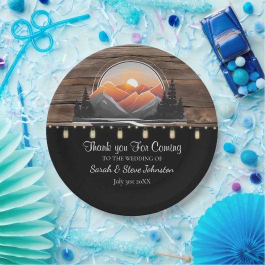 Rustikale Hochzeit im Bergtal Pappteller (Party)