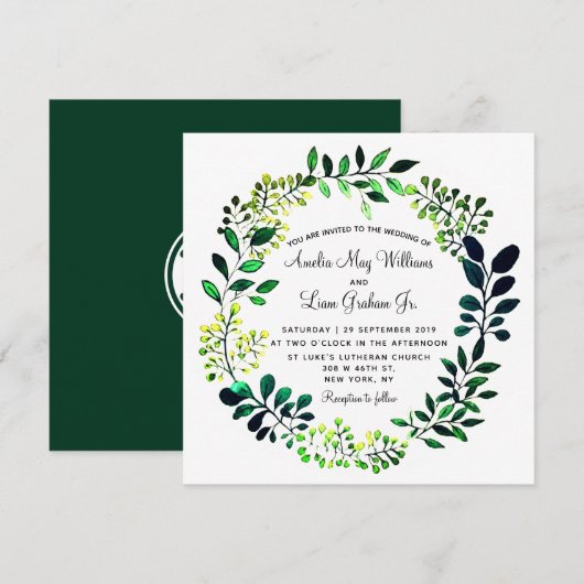 Rustikale Hochzeit im botanischen Grünen Einladung (Vorne/Hinten)