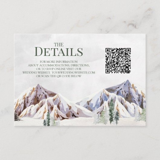 Rustikale Hochzeit im Gebirge QR-Code Details Einf Begleitkarte (Vorderseite)