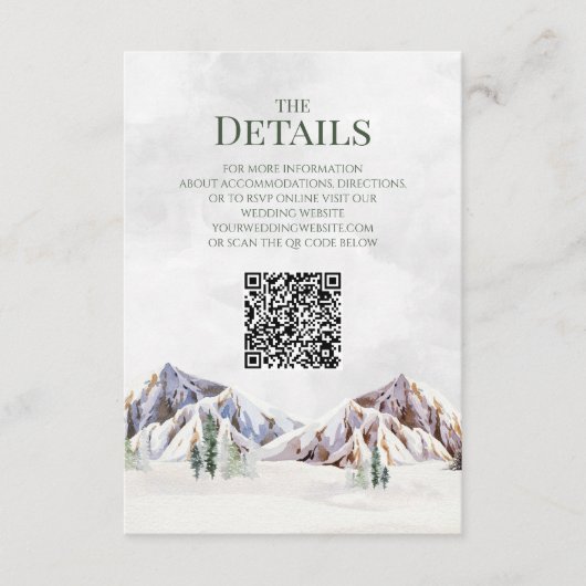 Rustikale Hochzeit im Gebirge QR-Code Details Eins Begleitkarte (Vorderseite)