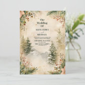 Rustikale Hochzeit im Gebirgswald Einladung (Stehend Vorderseite)