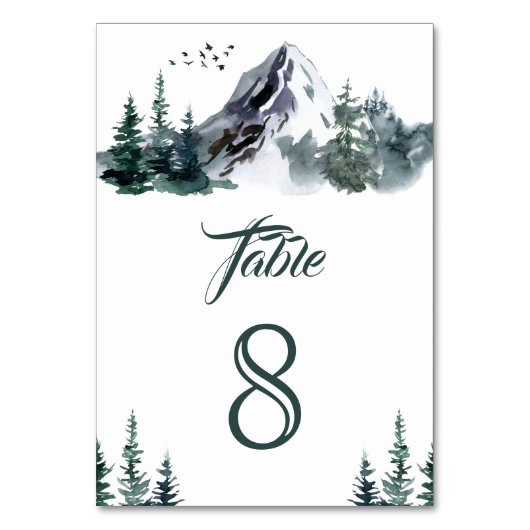 Rustikale Hochzeit im Gebirgswald Tischnummer (Rückseite)