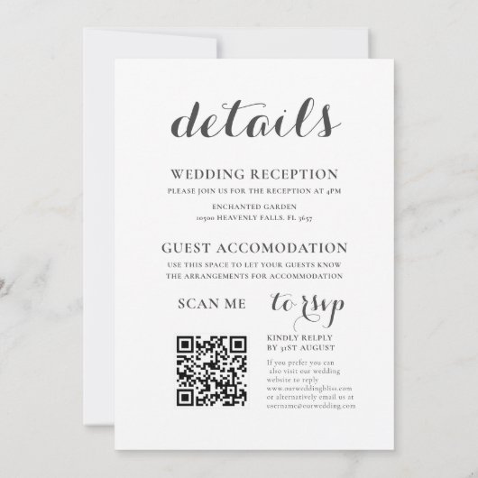 Rustikale Hochzeit im Grünen Einladung (Rückseite)