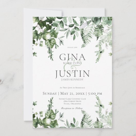 Rustikale Hochzeit im Grünen Einladung (Vorderseite)