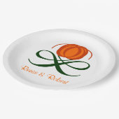 Rustikale Hochzeit im Herbst Abstrakter Pumpkin Au Pappteller (Schrägansicht)