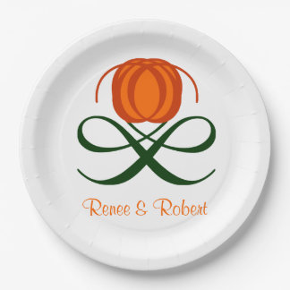 Rustikale Hochzeit im Herbst Abstrakter Pumpkin Au Pappteller