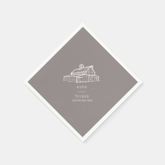 Rustikale Hochzeit im Herbst Amethyst Gray Farm Serviette (Ecke)