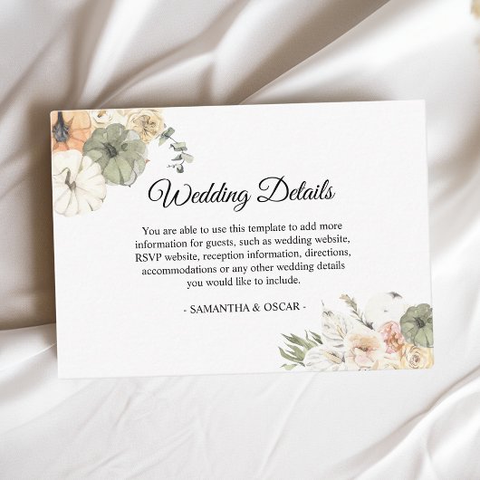 Rustikale Hochzeit im Herbst Begleitkarte