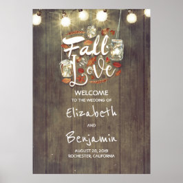 Rustikale Hochzeit im Herbst Begrüßungszeichen Poster