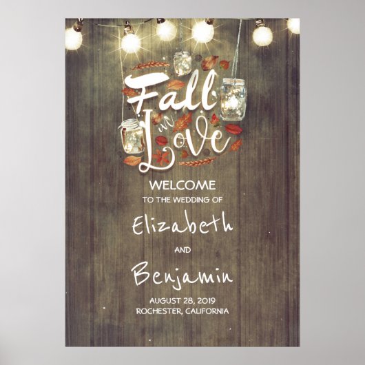 Rustikale Hochzeit im Herbst Begrüßungszeichen Poster (Vorne)