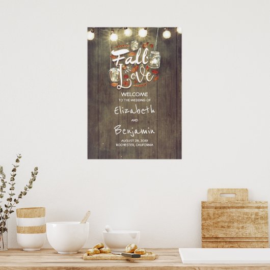 Rustikale Hochzeit im Herbst Begrüßungszeichen Poster (Küche)