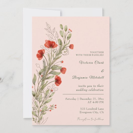 Rustikale Hochzeit im Herbst Boho Einladung (Vorderseite)