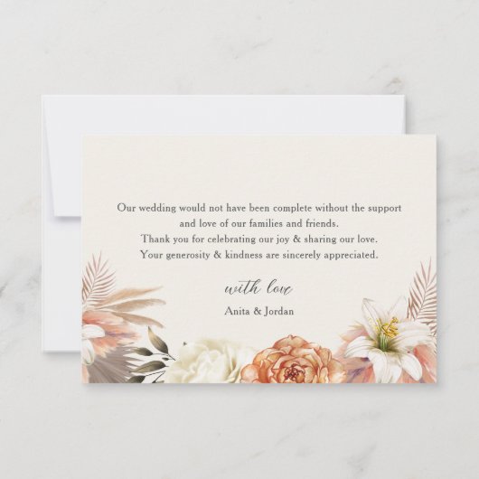 Rustikale Hochzeit im Herbst Dankeskarte (Rückseite)