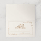 Rustikale Hochzeit im Herbst des Stallhalses Golde Platzkarte (Außenseite Aufgefaltet)