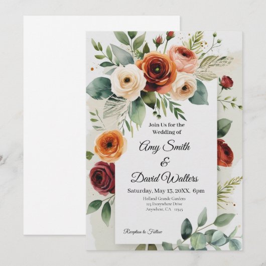 Rustikale Hochzeit im Herbst Einladung (Vorne/Hinten)