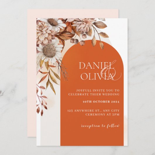 Rustikale Hochzeit im Herbst Einladung (Vorne/Hinten)