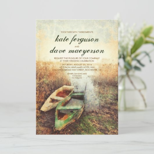 Rustikale Hochzeit im Herbst Einladung (Stehend Vorderseite)