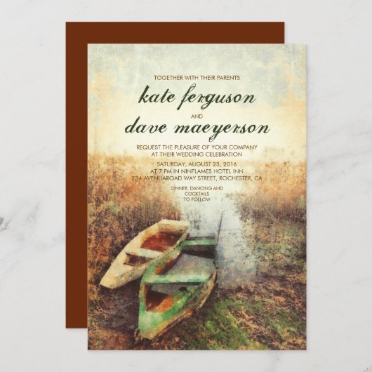 Rustikale Hochzeit im Herbst Einladung (Vorne/Hinten)