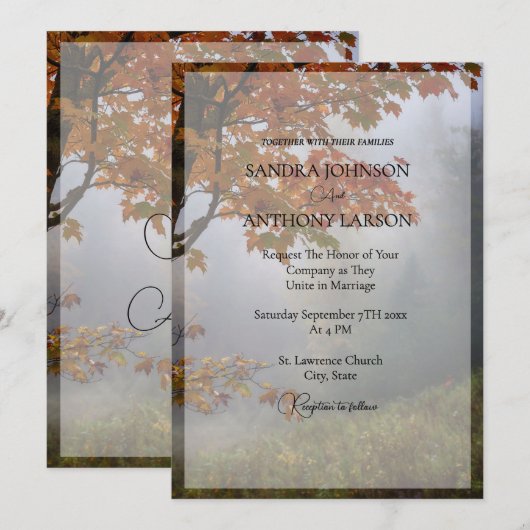 Rustikale Hochzeit im Herbst Einladung (Vorne/Hinten)