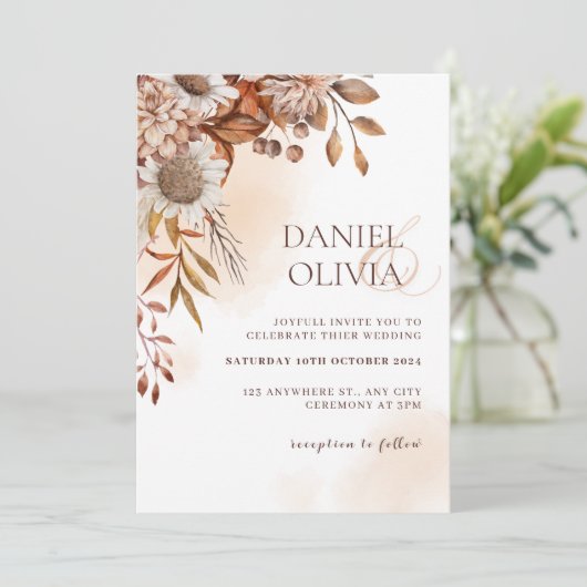 Rustikale Hochzeit im Herbst Einladung (Stehend Vorderseite)