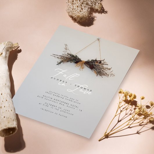 Rustikale Hochzeit im Herbst Einladung mit getrock