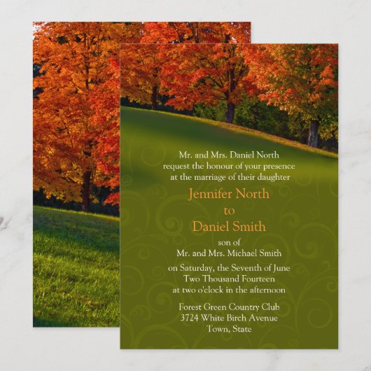 Rustikale Hochzeit im Herbst Einladungen (Vorne/Hinten)