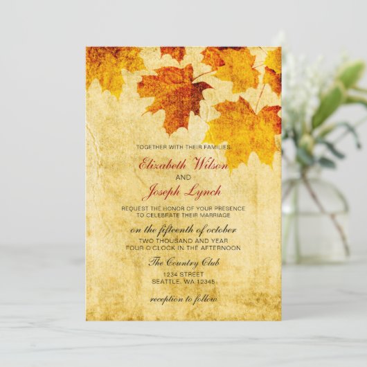 rustikale Hochzeit im Herbst Einladungskarten (Stehend Vorderseite)