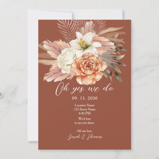 Rustikale Hochzeit im Herbst Empfang Einladung (Vorderseite)