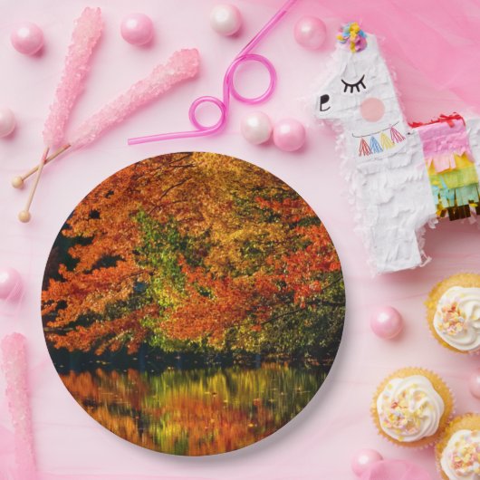 Rustikale Hochzeit im Herbst Farben Herbstreflekti Pappteller (Party)