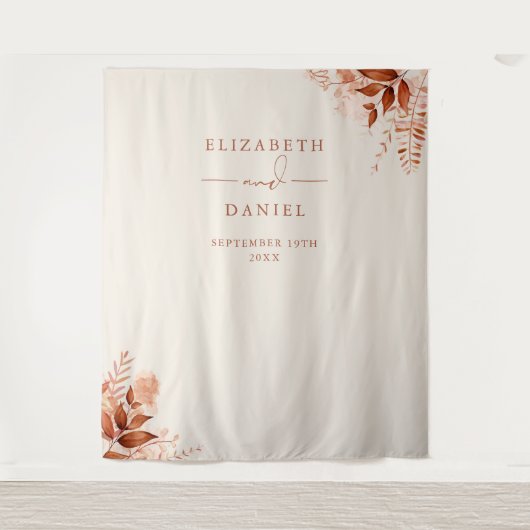 Rustikale Hochzeit im Herbst Foto Stand Hintergrun Wandteppich (Vorderseite)