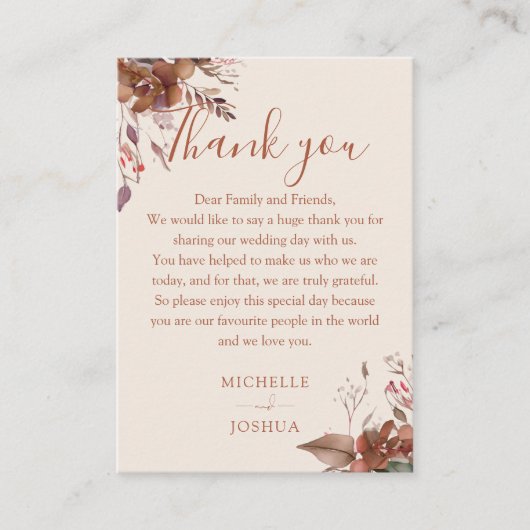 Rustikale Hochzeit im Herbst für den Herbst Platzkarte (Vorderseite)