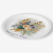 Rustikale Hochzeit im Herbst für Lila Gold Pappteller (Schrägansicht)