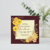 Rustikale Hochzeit im Herbst Gelbe Wilde Rose, bor Einladung (Stehend Vorderseite)