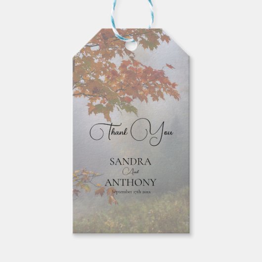 Rustikale Hochzeit im Herbst Geschenkanhänger (Vorderseite)