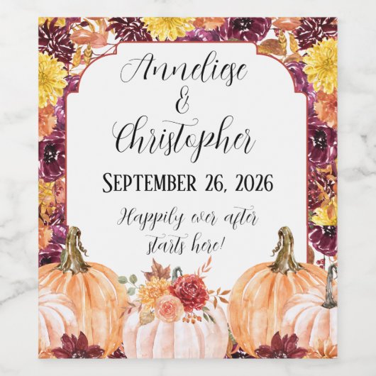 Rustikale Hochzeit im Herbst glücklicherweise je n Weinetikett (Einzelnes Label)