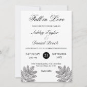 Rustikale Hochzeit im Herbst in Schwarz und Weiß Einladung (Vorderseite)