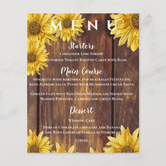 Rustikale Hochzeit im Herbst mit Sonnenblumen (Vorderseite)