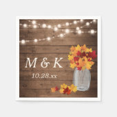 Rustikale Hochzeit im Herbst Monogram String Light Serviette (Vorderseite)