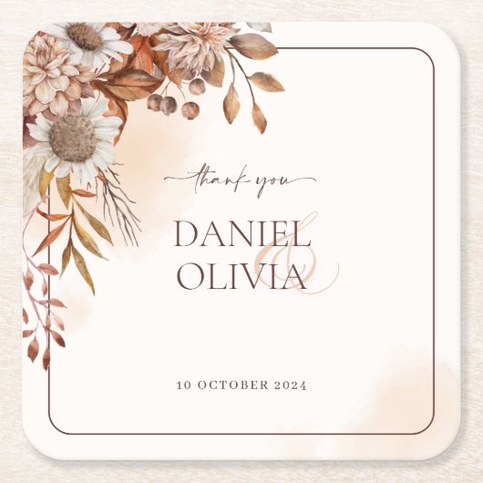 Rustikale Hochzeit im Herbst Papier Untersetzer (Vorderseite)