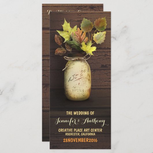 Rustikale Hochzeit im Herbst-Programme Programm (Vorne/Hinten)