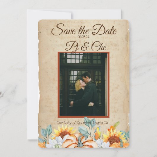 Rustikale Hochzeit im Herbst Save the Date (Rückseite)