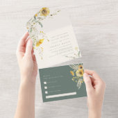 Rustikale Hochzeit im Herbst, Sonnenblume All In One Einladung (Abreißen)