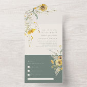 Rustikale Hochzeit im Herbst, Sonnenblume All In One Einladung (Innen Boden)